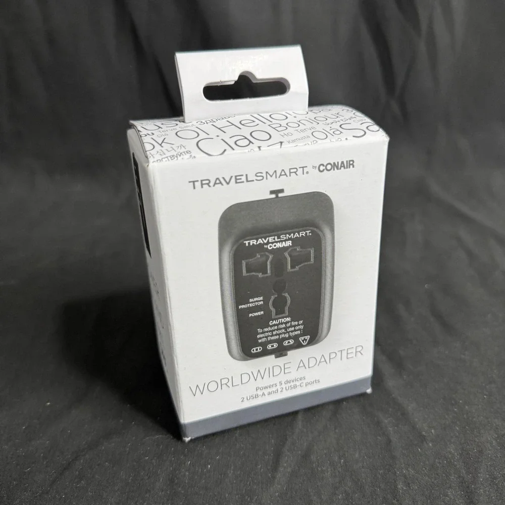 Travel Smart All-in-One Travel Adapter with USB Ports - Black